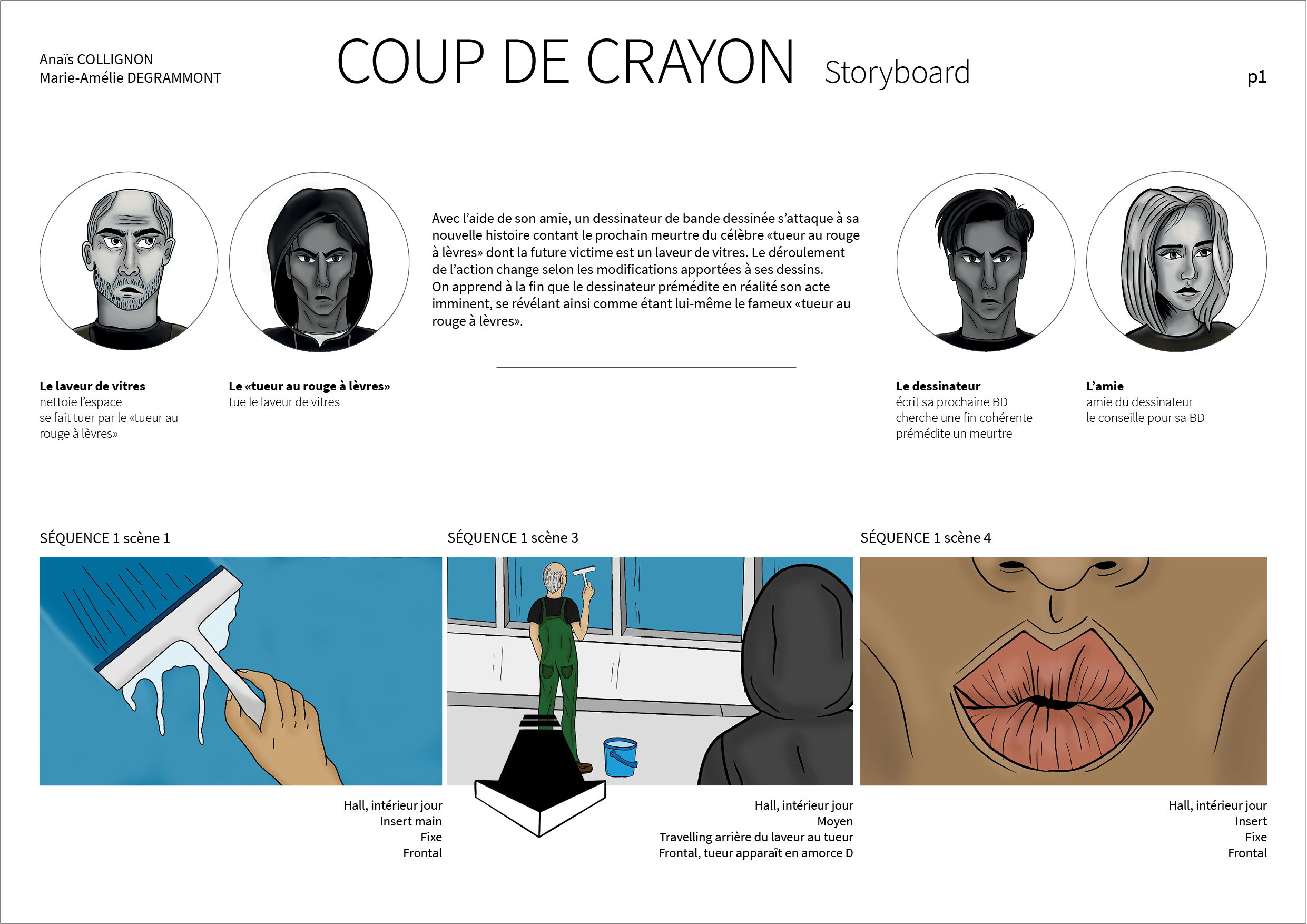 storyboard court-métrage mini projet dnmade bts audio-visuel illustration graphisme design graphique étudiante en graphisme anaïs collignon lycom 2020 coup de crayon illustrator photoshop indesign