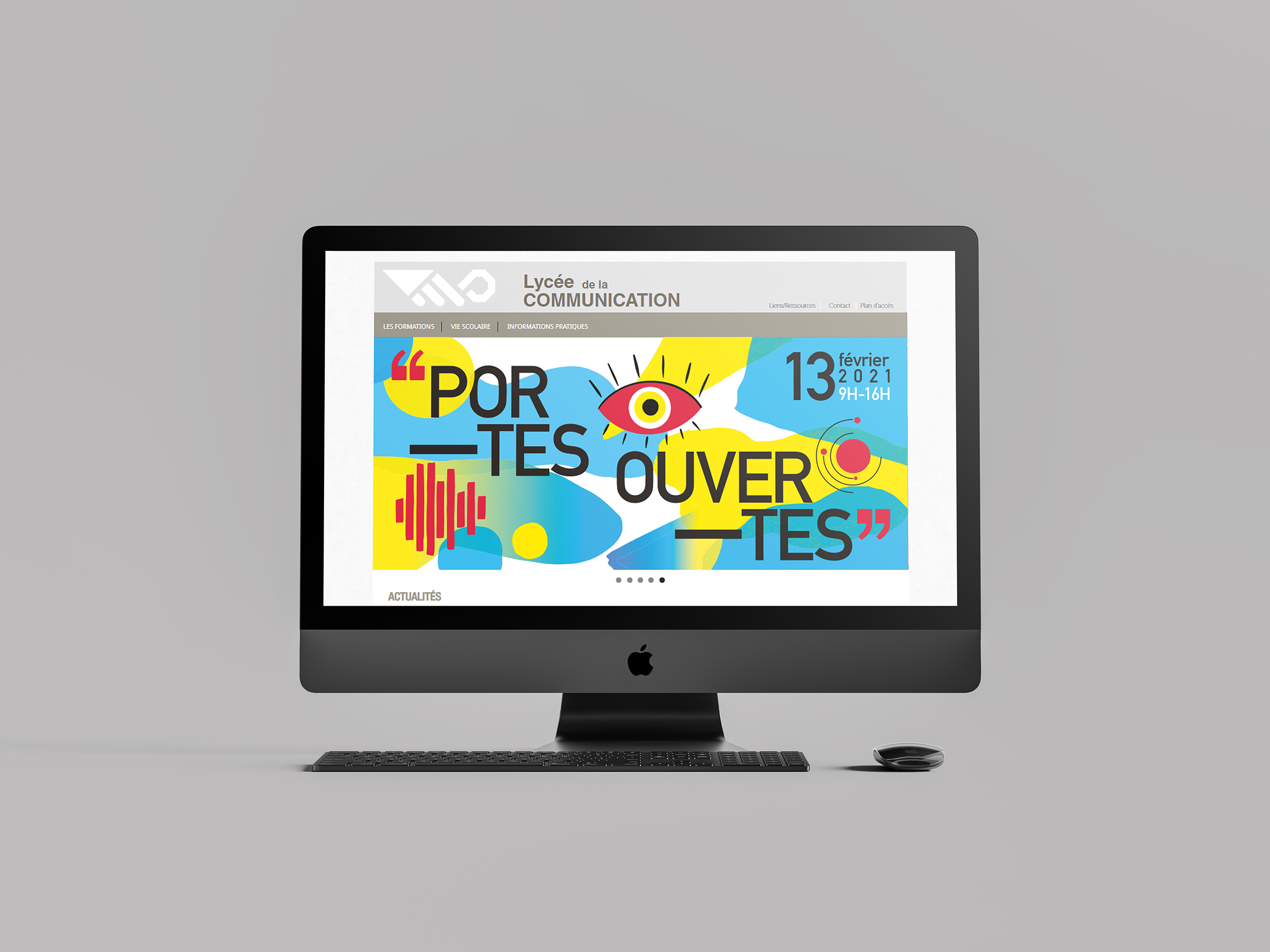 journées portes ouvertes lycom lycée de la communication metz signalétique identité visuelle jpo graphisme design graphique étudiante en design graphique anaïs collignon affiche flyer goodies totebag badge dépliant brochure print édition communication visuelle 2020 2021 dnmade illustrator photoshop indesign